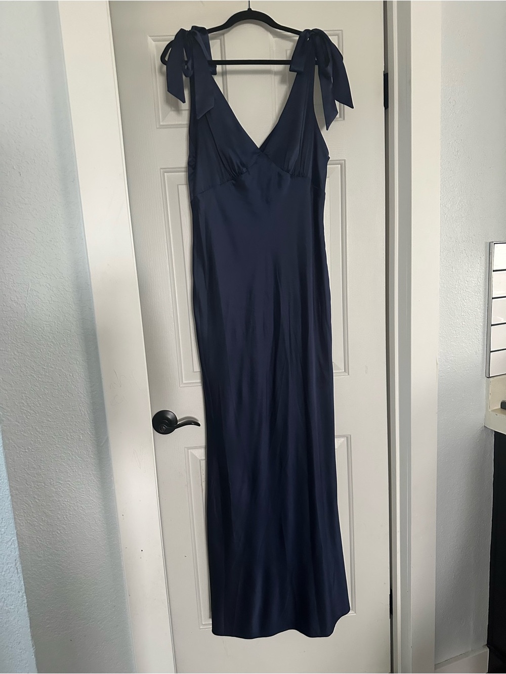 Women’s navy satin formal dress